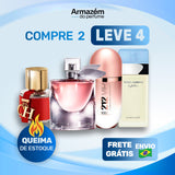 4 Perfumes Femininos (100ml) - 212 VIP Rosé | La vi est belle | Light Blue | Carolina Herrera CH (5 Anos Armazém do Perfume)