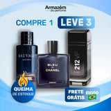 3 Perfumes Masculinos (100ml) - 212 VIP Black | Bleu de Chanel | Sauvage (5 Anos Armazém do Perfume)