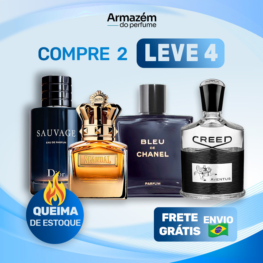 4 Perfumes Masculinos (100ml) -  Scandal | Sauvage | Bleu de chanel | Creed (5 Anos Armazém do Perfume)