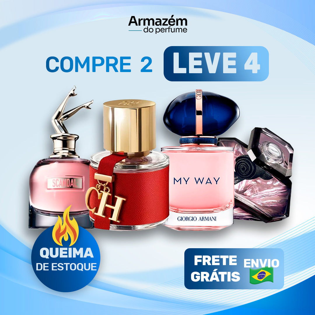 4 Perfumes Femininos (100ml) -  Carolina Herrera CH | Scandal | Trésor | My Away (5 Anos Armazém do Perfume)