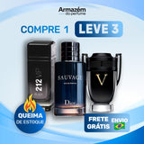 3 Perfumes Masculinos (100ml) - Sauvage | Invictus Victory | 212 VIP Black (5 Anos Armazém do Perfume)