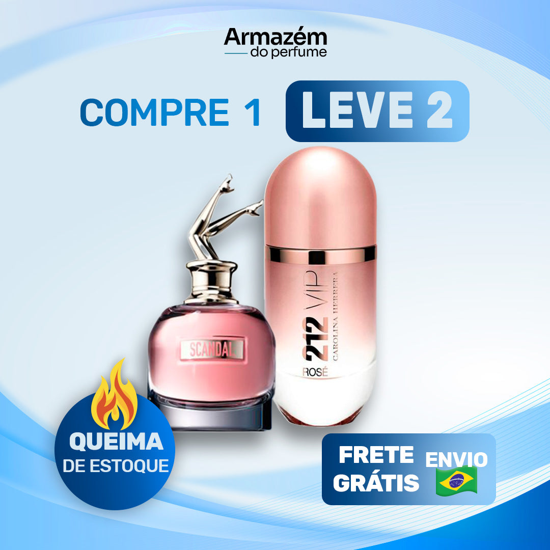 2 Perfumes Femininos TESTER (100ml) - 212 VIP Rosé | Scandal (5 Anos Armazém do Perfume)