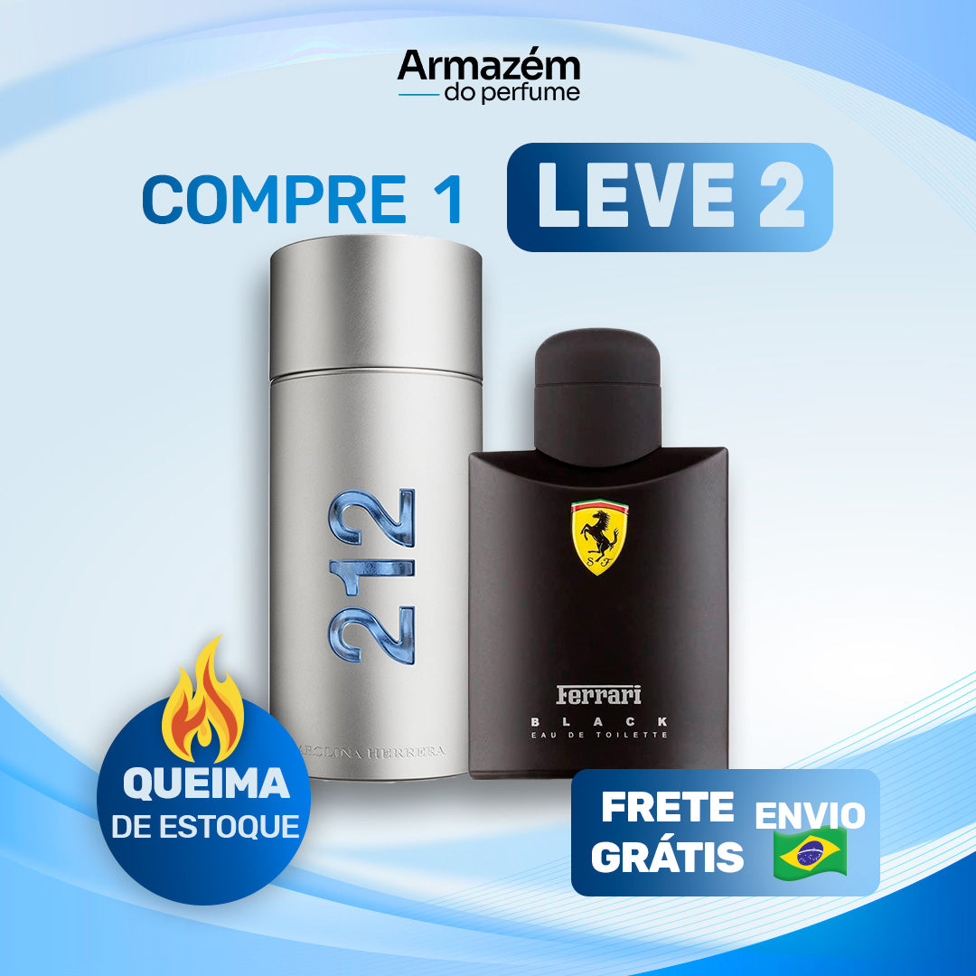 2 Perfumes Masculinos TESTER (100ml) - Ferrari Black | 212 VIP NYC | (5 Anos Armazém do Perfume)